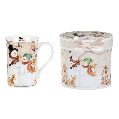 Hrnek porcelánový - 320 ml, dárkové balení, sněhuláci  a veselá zvířátka