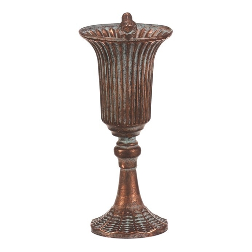 Číše kovová - 30 cm, s ptáčkem, barva měděná