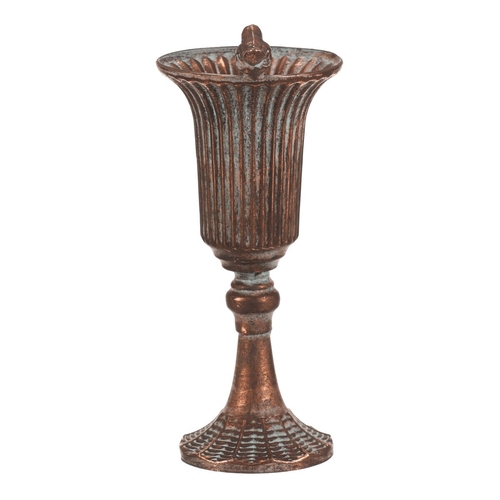 Číše kovová - 30 cm, s ptáčkem, barva měděná