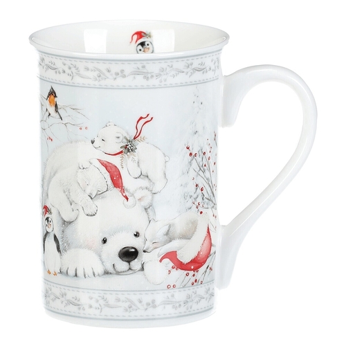 Hrnek porcelánový - 320 ml, dárkové balení, zimní krajina s ledními medvědy