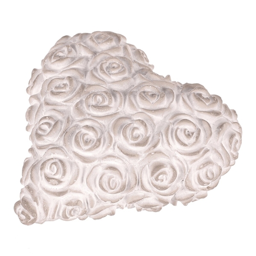 Srdce s růžemi - betonové, šedé