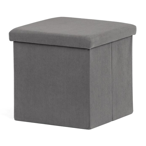Taburet s úložným prostorem, šedá, manšestrová látka, TAB-471 GREY6