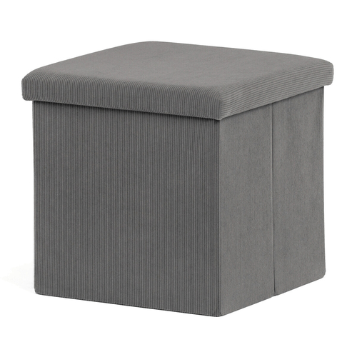 Taburet s úložným prostorem, šedá, manšestrová látka, TAB-471 GREY6