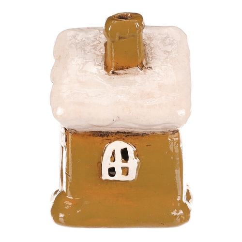 Domeček keramický - LED osvětlení, zelený s bílou střechou