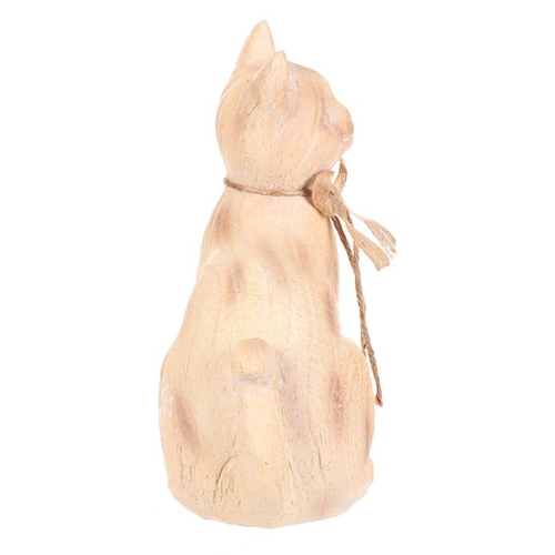 Kočka s mašlí - figurka z polyresinu, imitace dřeva