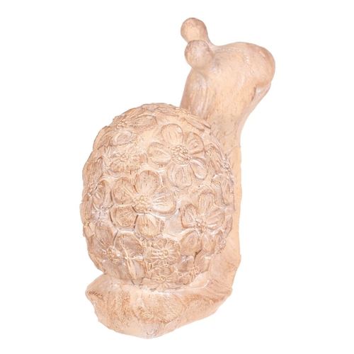 Šnek - figurka z magnesia, vzor květin, vel. M, imitace dřeva