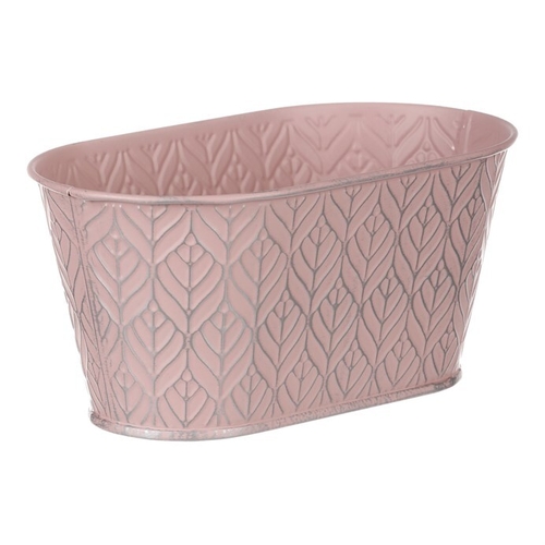 Obal kovový - truhlík, stříbrný vzor, barva růžová