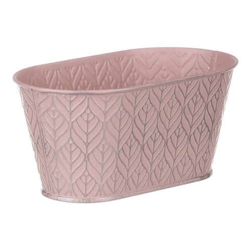 Obal kovový - truhlík, stříbrný vzor, barva růžová
