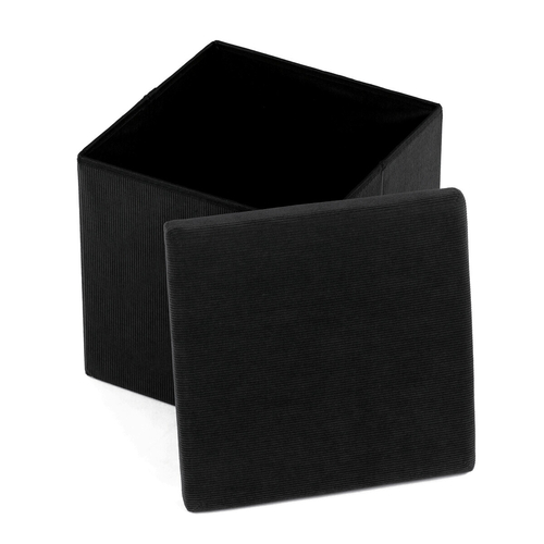 Taburet s úložným prostorem, černá, manšestrová látka, TAB-471 BK6