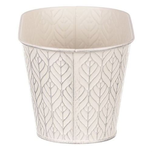 Obal kovový - truhlík, stříbrný vzor, barva krémová