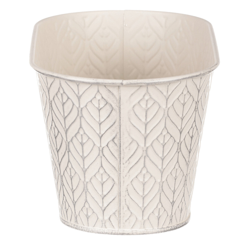 Obal kovový - truhlík, stříbrný vzor, barva krémová