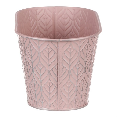 Obal kovový - truhlík, stříbrný vzor, barva růžová