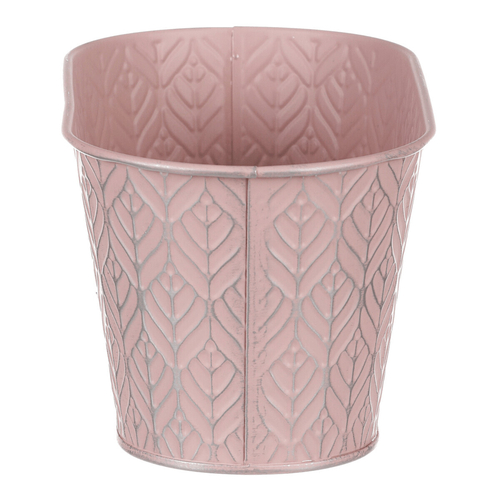 Obal kovový - truhlík, stříbrný vzor, barva růžová