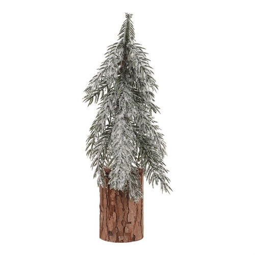 Smrk na špalku - mini, výška 32 cm, zelený, ojíněný