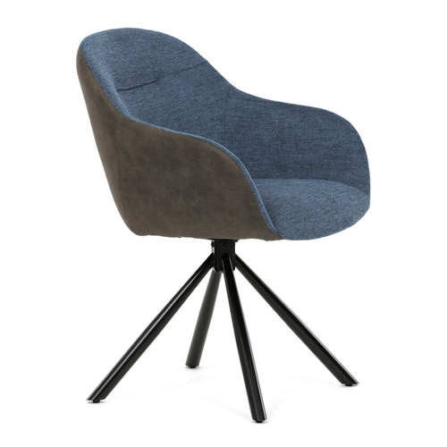 Jídelní židle otočná 180°, modrá, látka, DCH-Y1143 BLUE2