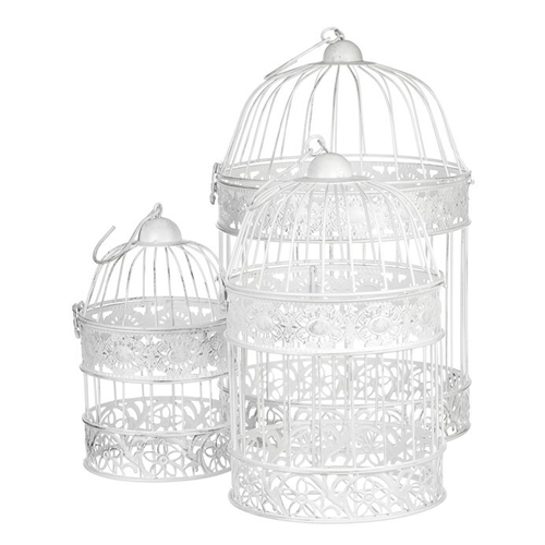 Klec kovová - závěsná, barva bílá, cena za sadu 3 ks