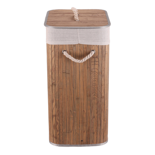 Koš prádelní - bambusový, s víkem, tmavě šedý