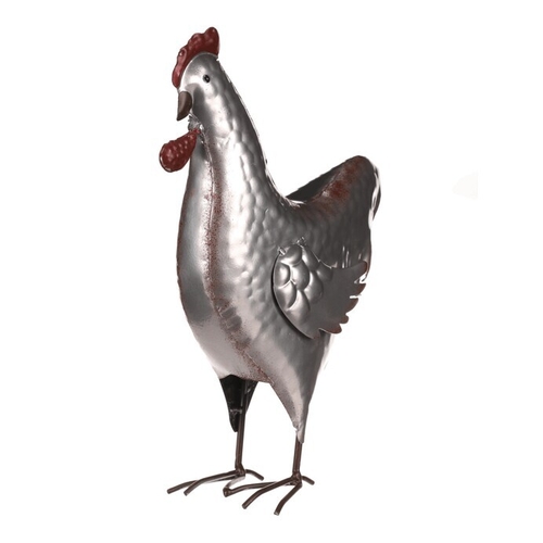Kohout - kovová dekorace, barva stříbrná