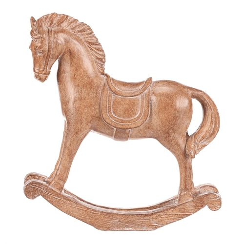 Koník houpací - 15 cm, polyresin, imitace dřeva