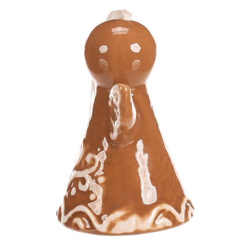 Zvonek perníkový - keramika, tvar anděl, závěsný, hnědý