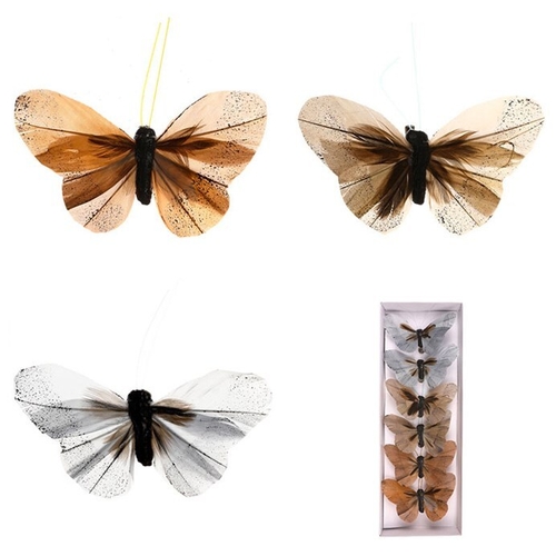 Motýl s klipem, 6ks v krabičce, mix barev, cena za 1 krabičku