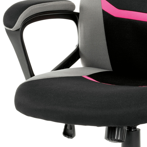 Herní židle, houpací mechanismus, černá látka, KA-L611 PINK