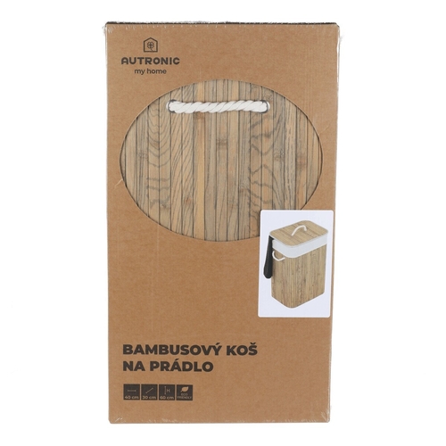 Koš prádelní - bambusový, s víkem, tmavě šedý