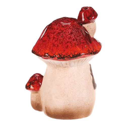 Domeček keramický - houba, s LED osvětlením, červená stříška