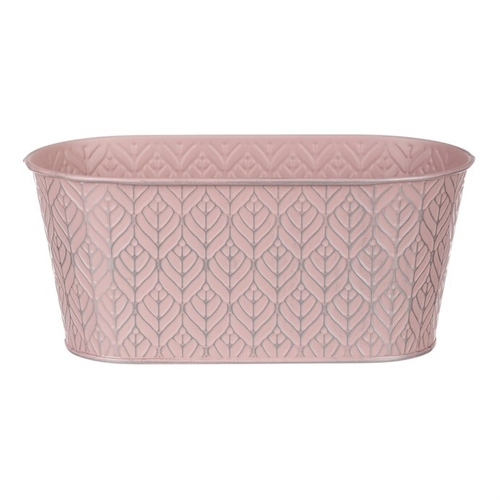 Obal kovový - truhlík, stříbrný vzor, barva růžová