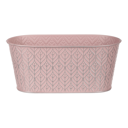 Obal kovový - truhlík, stříbrný vzor, barva růžová