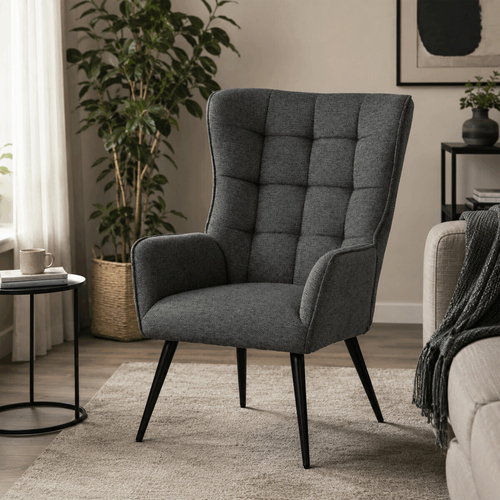 Křeslo ušák, šedá, látka, AK-315 GREY2