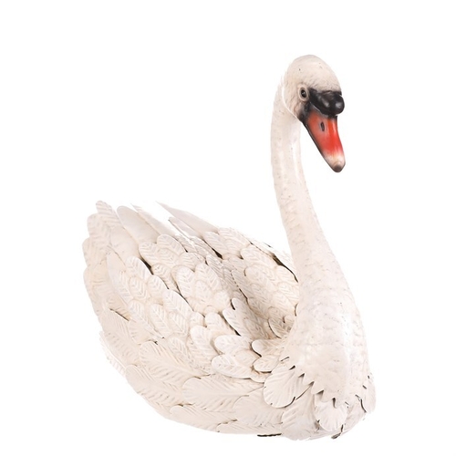 Labuť - kovová  zahradní dekorace, vel. M, barva bílá