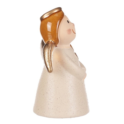 Anděl - keramická figurka, krémová se zlatými křídly