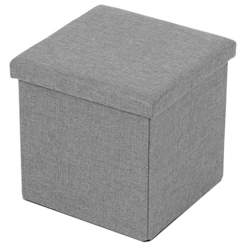 Taburet s úložným prostorem, šedá, látka, TAB-461 GREY2