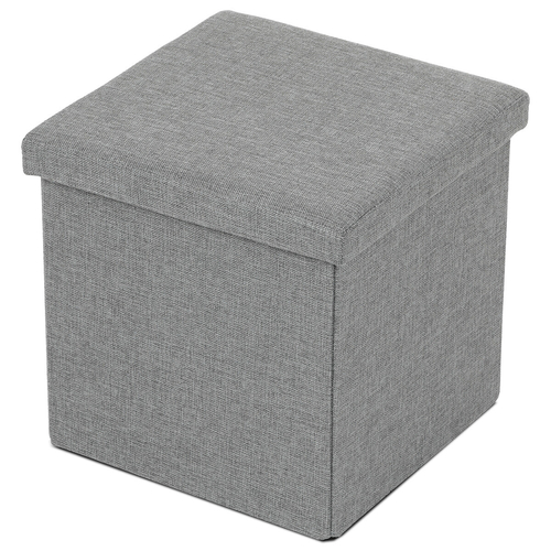 Taburet s úložným prostorem, šedá, látka, TAB-461 GREY2