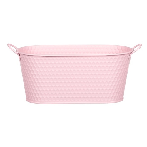 Obal kovový - truhlík, v růžové barvě