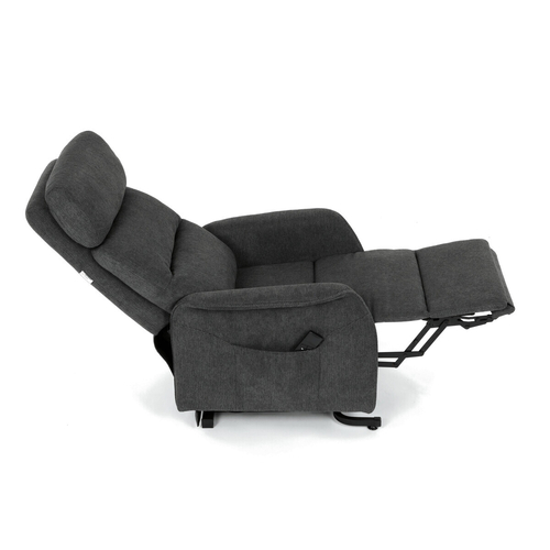 Polohovací křeslo, elektrické kabelové ovládání, šedá, látka, TV-L8960 GREY2