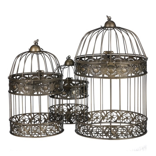 Klec kovová - závěsná, barva měděná, cena za sadu 3 ks