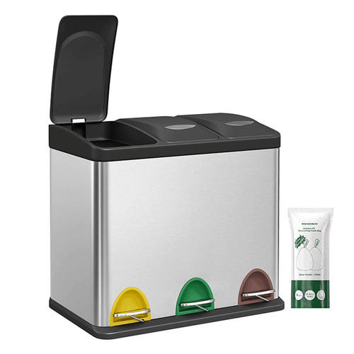 Koš na odpadky, plast, stříbrná, AUK-E1124 CR