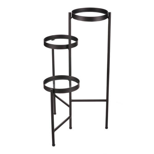 Stojan na květiny - 3 patrový, kovový se sklem