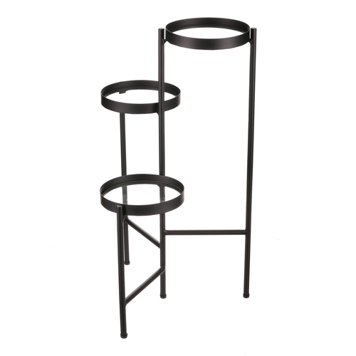 Stojan na květiny - 3 patrový, kovový se sklem