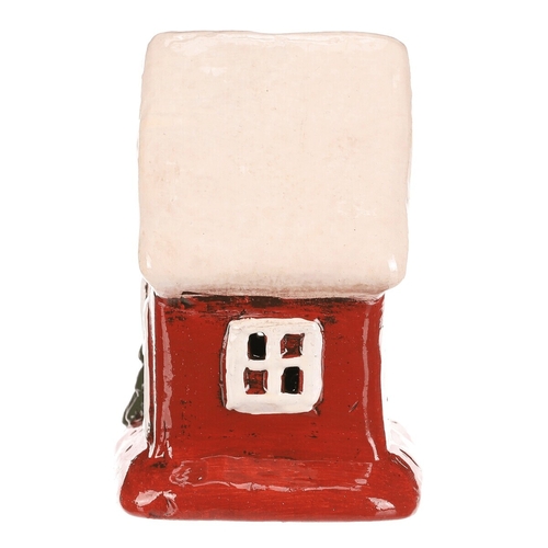 Domeček keramický - LED osvětlení, červený s bílou střechou