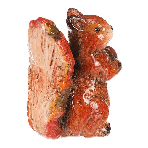 Veverka s oříškem - keramika, s barvenými lístky, oranžovo-hnědá