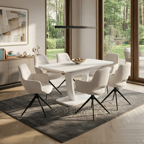 Jídelní stůl rozkládací 110-150x75 cm, mdf, bílá, HT-430 WT