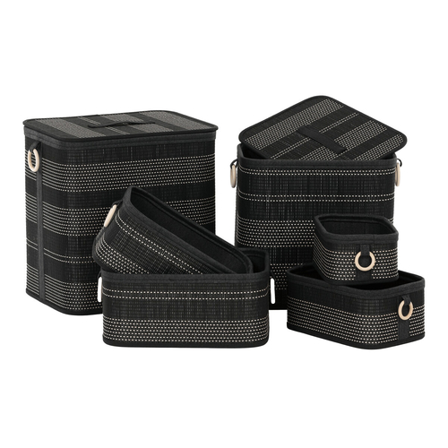 Koš regálový a prádelní - bambus, černý, cena za sadu 6 ks