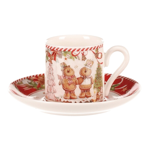 Hrnečky s podšálky - porcelán, dárkový set po 2 kusech, vánoční