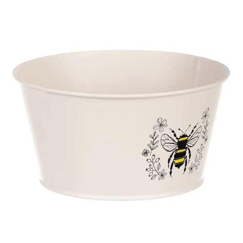 Obal kovový - nízký, motiv včelky, barva krémová