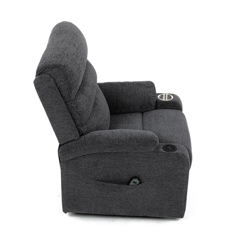 Polohovací křeslo, elektrické kabelové ovládání, šedá, látka, TV-S8348 GREY2