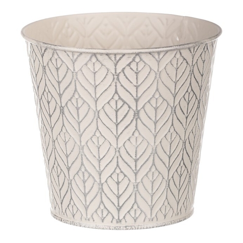 Obal kovový - kulatý, stříbrný vzor, barva krémová