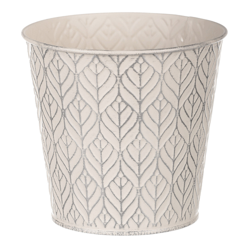 Obal kovový - kulatý, stříbrný vzor, barva krémová